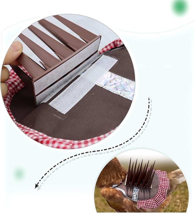 Chicken Saddle Prevent Eagle Raptor Proof Chicken Vests Chicken Shield Saddle for Raptor Hen Protector with Long Bird Spikes and Reflective Tape Keep Poultry Protected