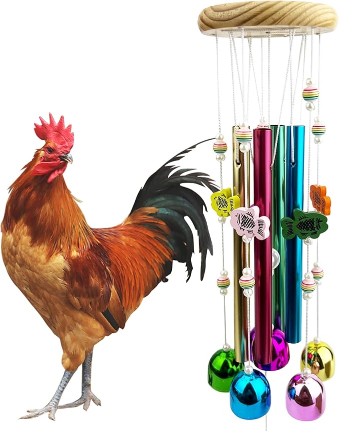 Chicken Toys for Coop, Colorful Chicken Wind Chime Enrichment Toys, Hanging Chick Peck Toy with Bells, Coop Accessories Toy for Hens Chicks Poultry