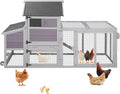 Aivituvin Mobile Chicken Coop with Wheels, Large Wooden Chicken House with Waterproof Asphalt Roof, Nesting Box & Removable Tray, Spacious Chicken Run, Outdoor Poultry Cage for 3–4 Chickens