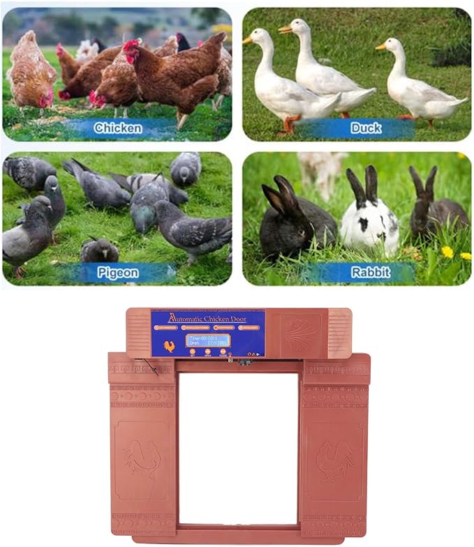 Solar Automatic Chicken Coop Door Professional Infrared Prevents Pinch Multi Modes Auto Coop Door with Timer Light Sensor and Remote Control for Chicken Duck Goose Poultry Plastic (Antique Brass)