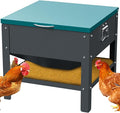 Automatic Chicken and Duck Feeder, 80 LBS Capacity Metal Chicken Feeder, Weatherproof Outdoor Gravity Feeding Barrel, No-Waste Feeder for Backyard Flock (Green)