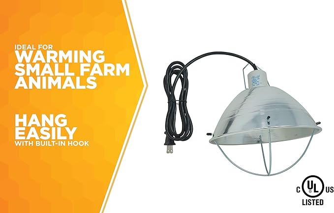 Woods 0165 Brooder Lamp with Bulb Guard;10.5 Inch Reflector and 6 Foot Cord (250 Watt; 18/2 SJTW); 0