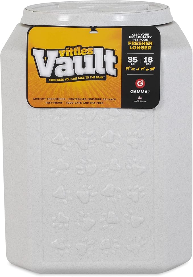 Gamma2 Vittles Vault Pet Food Storage Container Bundle - 50lbs [14" L x 20" H] & 35lbs [12" L x 16.75" H] Airtight Sealed Dog and Cat Food Containers, Made in USA
