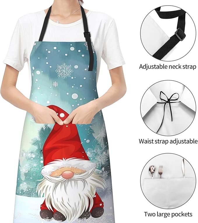 Shark Jumping Home Aprons 2 Pockets 33"×28" for Men Women, Ocean Sea Waterproof Kitchen Cooking Bib