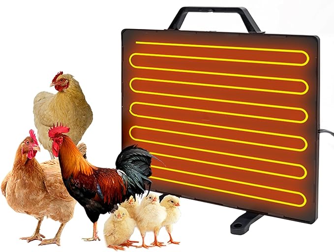 Thermostatic Chicken Coop Heater with 160W Radiant Heating Panel and 0-99 Degrees Celsius Adjustable Temperature - Heavy Duty Stainless Steel Heating Plate for Poultry - Wall