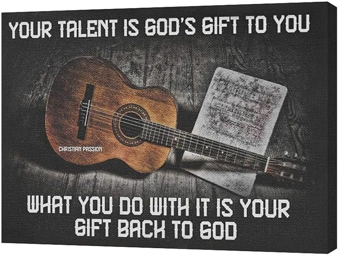 Vintage Guitar Wall Art - Chords Pictures Canvas Prints - Inspirational Artwork for Music Studio, Bedroom, Living Room, Bathroom - 16"x12"
