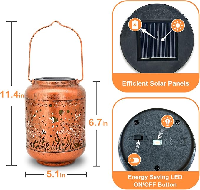 Solar Lanterns Outdoor Waterproof Sea Turtle Gifts for Garden Decor Gifts for Women Mom Grandma Hanging Metal Solar Lights Birthday Mothers Day Ornament Outside for Yard, Patio,Pathway