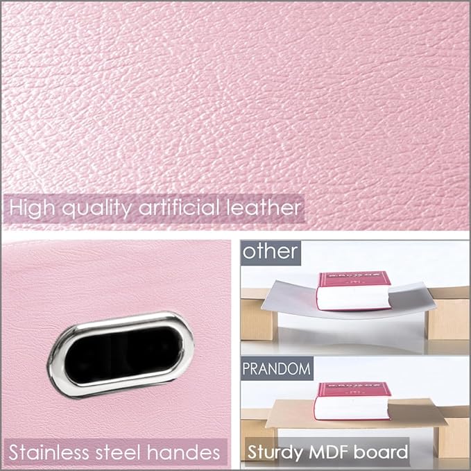 PRANDOM Leather Foldable Cube Storage Bins 11x11 inch [2-Pack] Fabric Storage Baskets Cubes Drawer with Cotton Handles Organizer for Shelves Nursery Closet Bedroom Clothes Pink