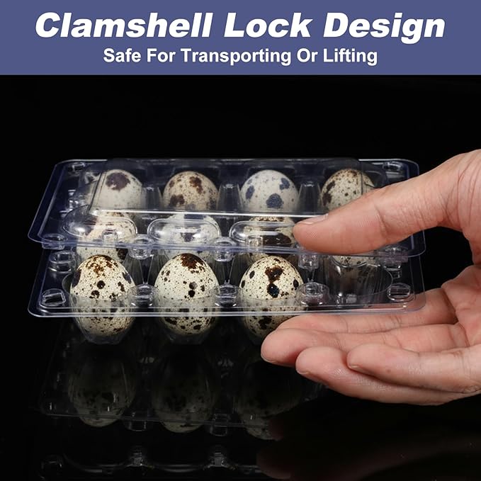 60 Pcs Quail Egg Cartons, Square Dozen Egg Boxes, Classical 3x4 Style Holds Up to Twelve 12 Count Small Quail Eggs Basket, Bulk Carton Quail Egg Tray Container for Refrigerator