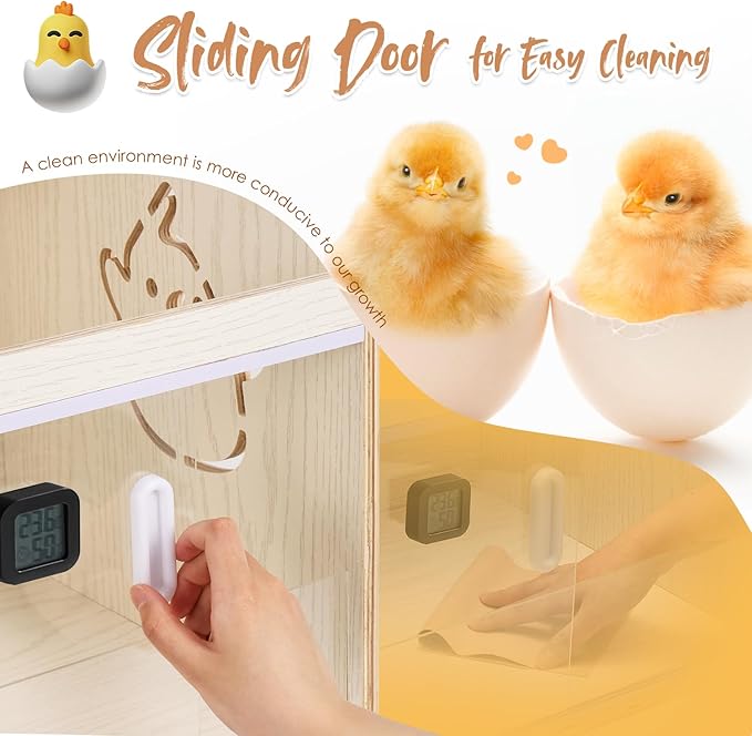 NEWTRY Brooder Box for Chicks 32" Chicken Brooder with 3 Heating Lamp, Waterer, Feeder, 2 Types of Thermometer 32 * 15 * 15” Brooder Box up to 35 Chicks Quail Birds