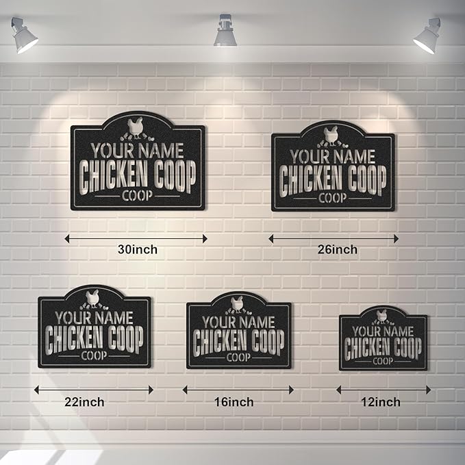 Personalized Chicken Coop Signs, Outdoor Chicken Coop Decor, Vintage Farmhouse Wall Decor, Custom Metal Name Sign for Farm Yard Garden Home, Gifts for Chicken Lovers Color04