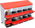 Chicken Nesting Box, 10 Compartment Roll Away Nesting Box for Eggs, Chicken Laying Box with Egg Collection, Cleanable Pull Out Hen Roosting Boxes ﻿