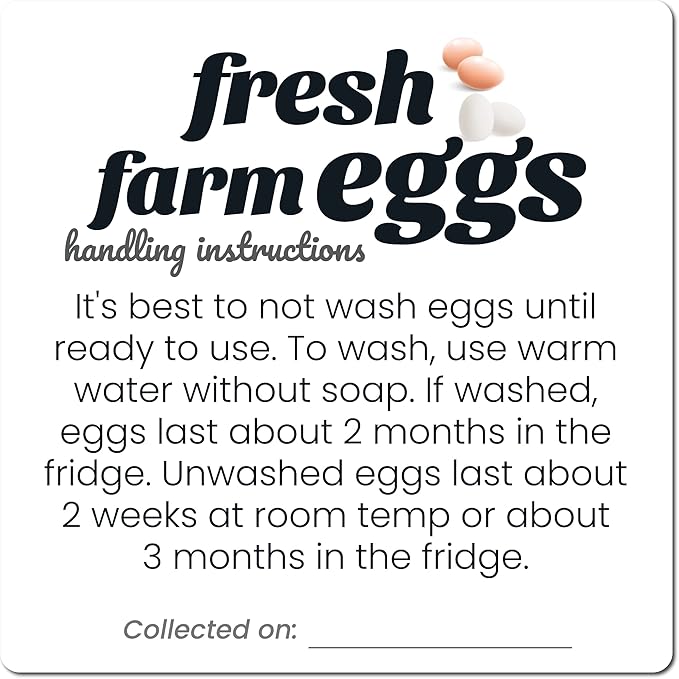 100 Pack Premium Fresh Farm Eggs Handling Instructions Stickers Labels Care Accessories | Egg Blank Cartons 4 6 12 15 18 30 48 50 Count Basket Box Container Storing Extra Organizer -M14SS100