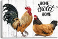 Farmhouse Rooster Wall Art Canvas Print - Rustic Kitchen Decor Painting for Home, Country Chicken Themed Artwork 10“x15"
