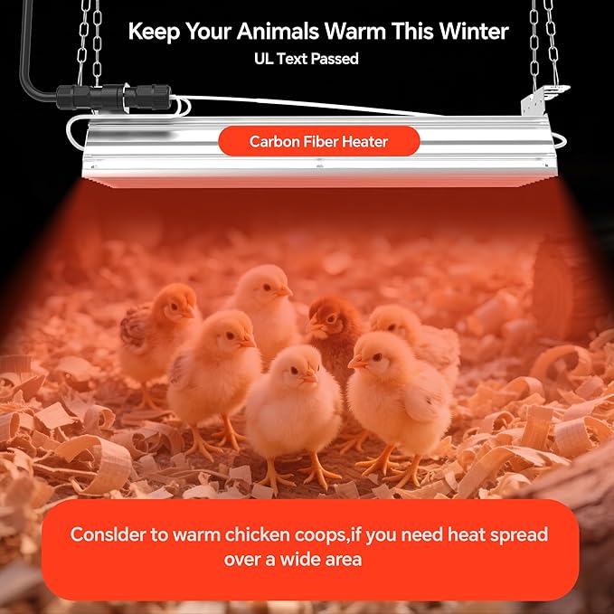 Chicken Coop Heater Large Chicken Heat Lamp, 400 Watt Two-Stage Temperature Chicken Brooder Lamp, Chicken Coop Accessories Carbon Fiber Coop Heater for Chicks, Ducks, Poultry House