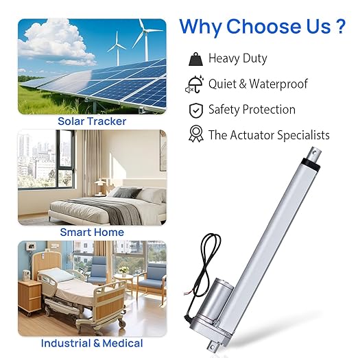 ECO-WORTHY 12V 21 Inch Stroke Linear Actuator 330lbs Maximum Lift with Mounting Brackets (12VDC 21 inch (400mm))
