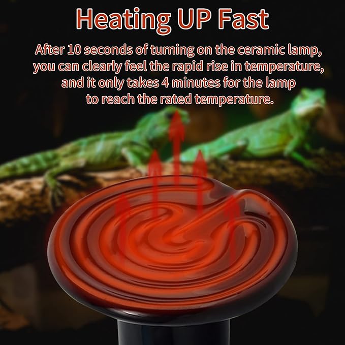 150W Ceramic Heat Emitter (2 Pack), Reptile Heat Lamp Bulbs, Ceramic Heater for Amphibian, Pet Brooder Coop, Chicken, Dog, Cat