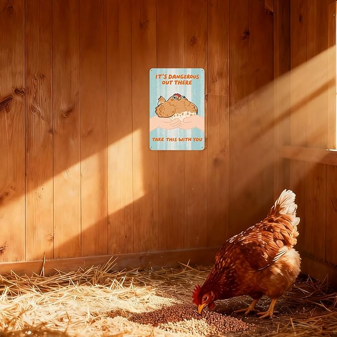 Funny Chicken Gifts For Chicken Lovers Farmhouse Outdoor Decor Hen House Rustic Farmhouse Wall Decor Cute Kitchen Decor For Yard Home 8×12 Metal Sign
