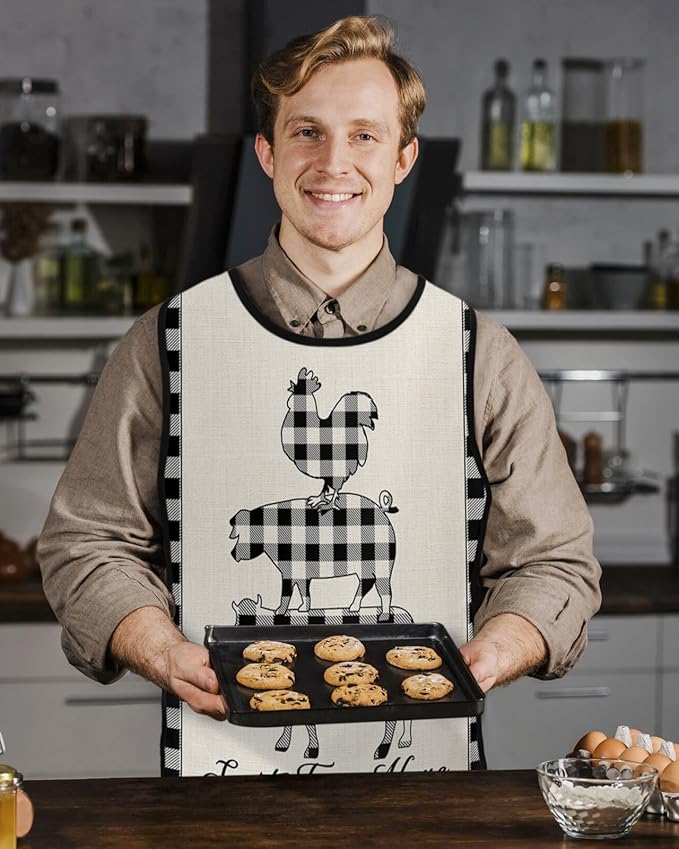 Pumpkin Sunflower Cobbler Aprons with 2 Pockets for Women Men, Autumn Leaves Fall French Country