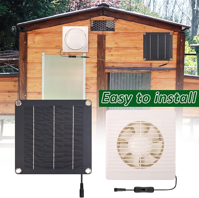 Solar Powered Exhaust Fan for Chicken Coop, Solar Powered Fan for Dog House, Waterproof Solar Exhaust Fan, Solar Ventilation Fan, Solar Fan for Chicken Coop