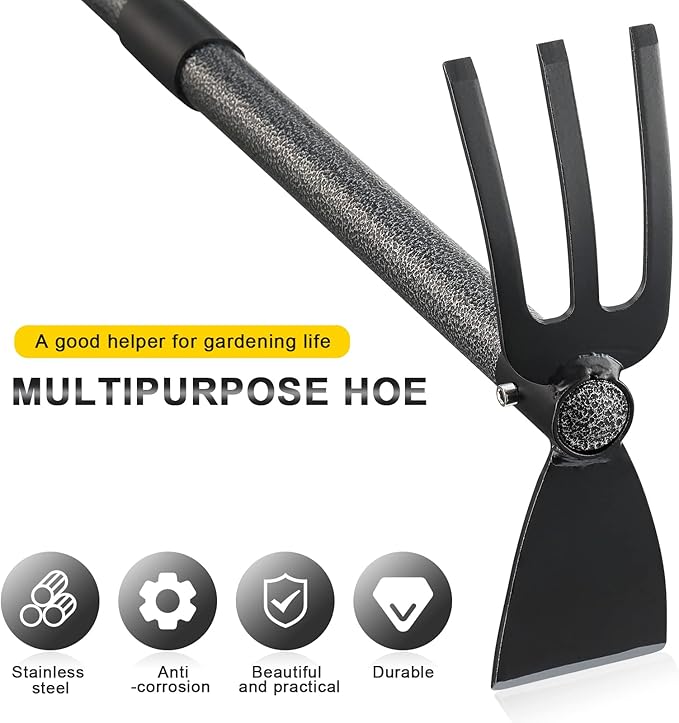 Hoe Garden Tool, 30 Inch Garden Hoe Long Handle for Weeding, Hoe Cultivator 2 in 1 Hand Garden Tools for Gardening Tools Planting