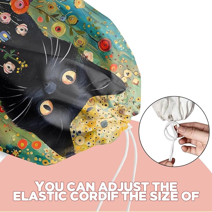 Cat Plastic Bag Holder, Wall Mount Grocery Bag Holder for Plastic Storage bag, Floral Storage Organizer Reusable Grocery Bags, Pull Rope Free Adjustment, Cat Lover Gifts for Women Mom Sister