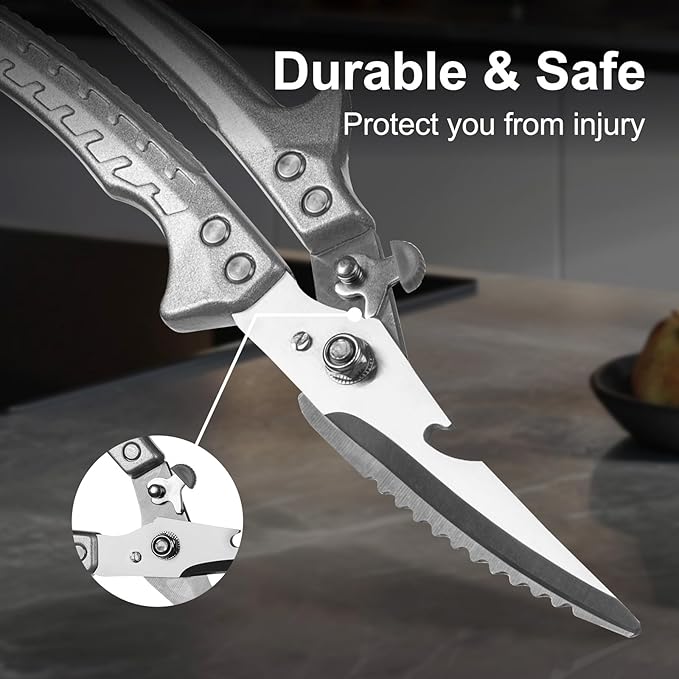 Kitchen Scissors for Food, Super Sharp Poultry Shears, Kitchen Shears Heavy Duty, Spring-loaded Multi-Purpose Scissors for Cooking, Butchering, and Cutting