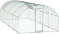 Large Metal Chicken Coop (26' L x 9.8 W x 6.6' H) Walk-in Chicken Run Cages with Waterproof and Anti-Ultraviolet Cover for Outside Dome Top