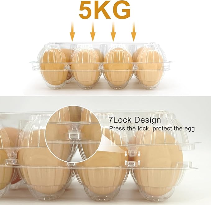Farm Fresh Plastic Egg Cartons - 50 Pieces Tray for Chicken Eggs - Holds 12 Eggs - Perfect for Farm Markets and Home Refrigerators