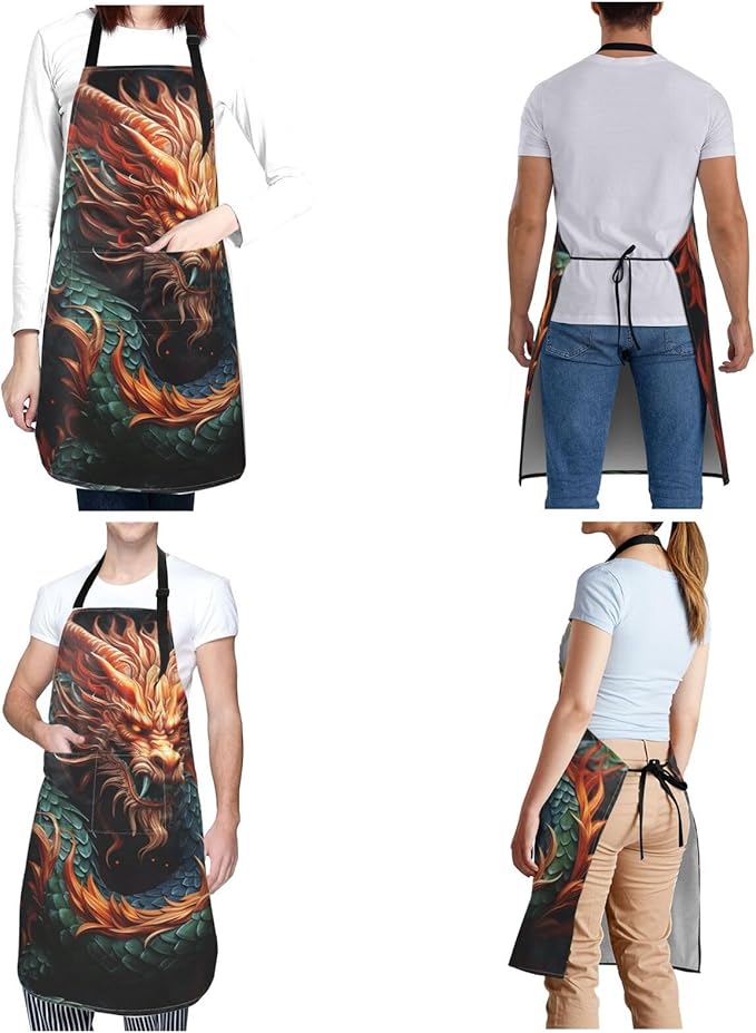 Waterproof Aprons for Women Men Adjustable Bib Cool Electric Guitar Apron Chef Cooking Aprons for Kitchen