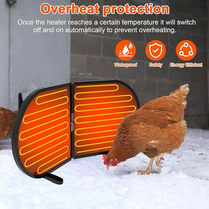 Large Chicken Coop Heater for Winter, 220 Watts Foldable Heat Chicken Heater, Waterproof Radiant Chicks Heaters for Coop, Heater with 2 Heating Plates for Chick Kitten Puppy Pets Animals
