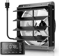 Xcity 12 inch Pro Shutter Exhaust Fan with Thermostat & Humidity controller, High Velocity Wall Mounted Fan 950 CFM, 1650 RPM Variable Speed, Auto Aluminum Attic Vent Fan for Garage, Warehouse