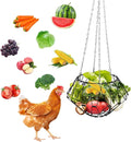 Hanging Chicken Feeder,9.25IN Large Foldable Chicken Vegetable Treat Holder Ball with 4Pcs Hanging Stainless Chain,Sturdy Poultry Cabbage Feeder Basket for Chicken Coop(Large)