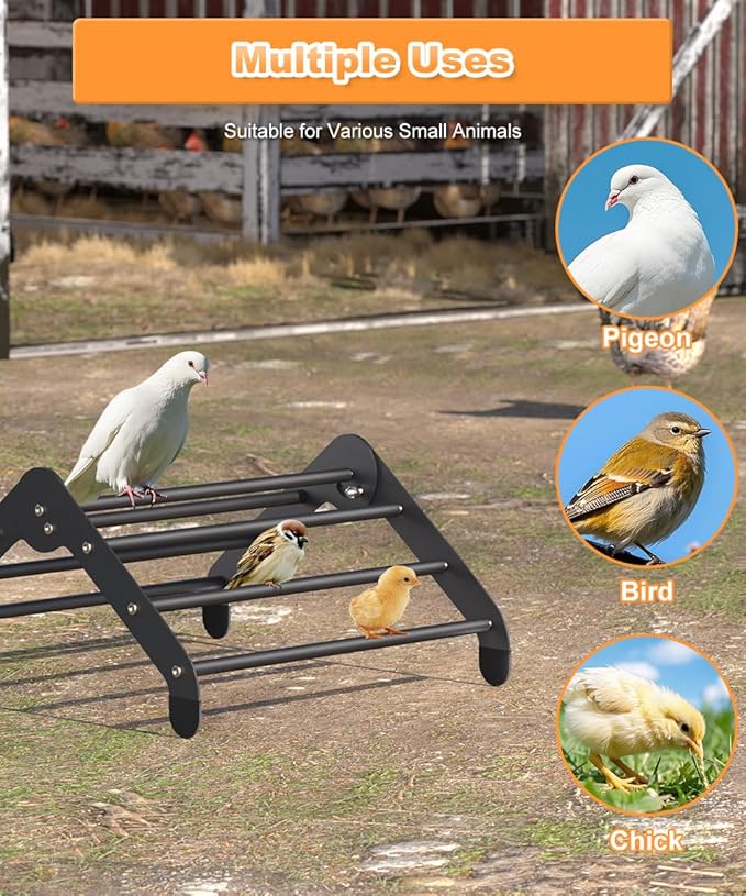 Koutemie Adjustable Chicken Perch for Coop, Heavy-Duty Metal Chick Roosting Bar for Brooder, Baby Chicks Stand Toy Training Perches for Bird Parrot Hens Macaw, Black