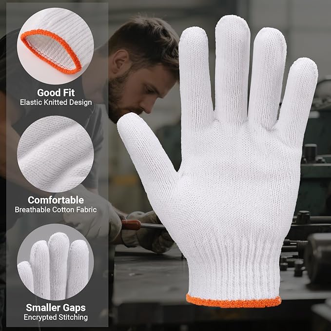 100 PCS Disposable Black Nitrile BBQ Gloves Large - 5 Mil Heavy Duty Power Latex Free for Grilling, Kitchen Cooking, BBQ, Serving, Barber, with 6 Pairs Cotton Glove Liners for Men & Women