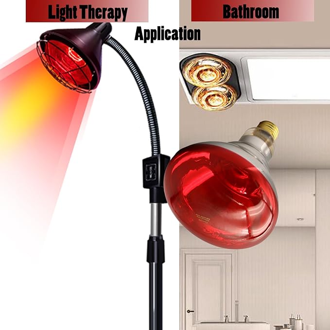 250 Watts Heat Lamp Bulbs, R40 Brooder Heat Lamp for Chickens, Infrared Reflector Heat Bulb for Brooder Coop Heater, Incandescent Heating Light Bulb for Food, Pet, Bathroom, Light Therapy, 2 Pack