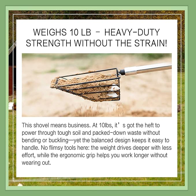 Chicken Poop Scooper for Sand, 2Pack Chicken Coop Scoop, Rake, and Cleaning Tools, Stainless Steel Litter Sifting Shovel for Coop Waste with 15" & 10" Replaceable Heads