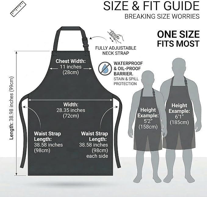 Homsolver Heavy Duty Vinyl Waterproof Apron for Unisex Adult, Ultra Lightweight, Chemical Resistant Industrial Work Apron