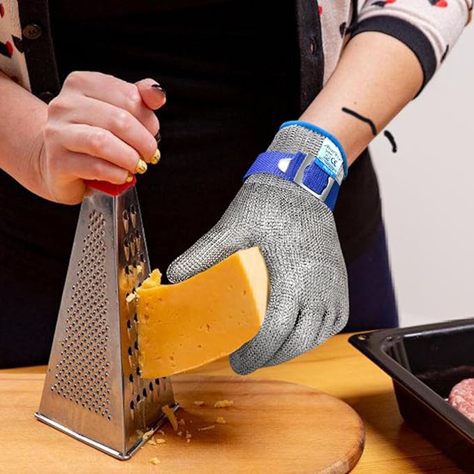 ANSI A9 Cut Resistant Glove Food Grade, Stainless Steel Mesh Metal Knife Cutting Glove for Butcher Oyster Shucking Kitchen Mandoline Chef Slicing Fish Fillet(Size: 8/Medium)
