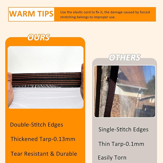 3.3 x 10 FT Waterproof Chicken Coop Cover for Winter, Durable Easy Install Chicken Run Tarp with Rope & Cable Tie, Chicken Coop Insulation Windproof Winterizing Cover for Large Cage Walk-in Run
