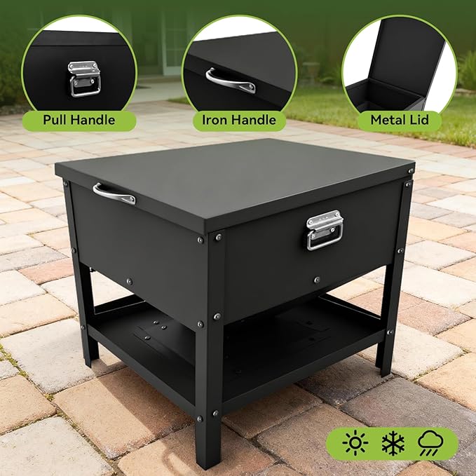 Large Metal Chicken Feeder, 80 LBS Heavy Duty Poultry Feeder Box with Waterproof Lid, No Waste Design for Hens, Roosters, Ducks, Suitable for Chicken Coops and Outdoor Use