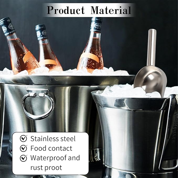 8 Pcs 8oz Stainless Steel Ice Scoop, Metal Candy, Food, Flour Scoops for Canisters, Dishwasher Safe, Silver Scooper for Kitchen, Ice Cream, Sugar, Popcorn, Coffee Beans