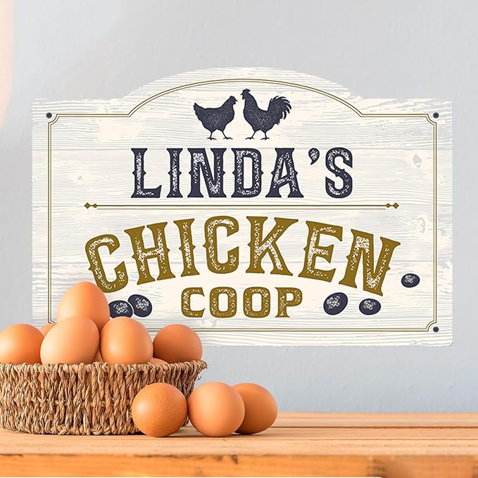 Custom Chicken Coop Sign, Personalized Name For Farm, For and Backyard Décor Sign, 12x18 Inches, Rust Free .063 Aluminum, Fade Resistant, Made in USA by Sigo Signs