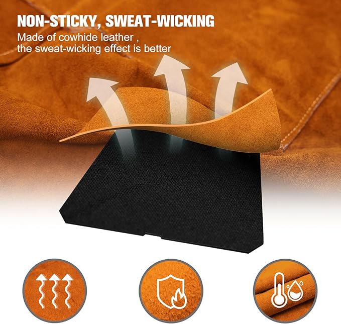 ARCCAPTAIN Leather Welding Work Apron 24" X 36" Heat Flame Resistant Cowhide Blacksmith Aprons with 6 Tool Pockets for Welders Men Women, Adjustable M to XXXL-Brown