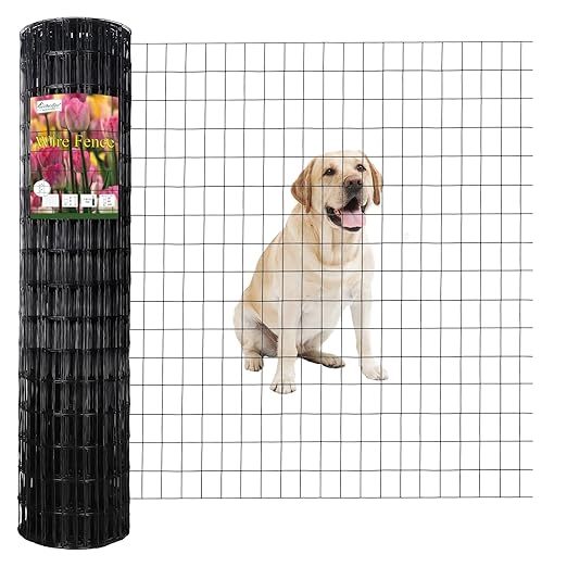 Black PVC Coated Welded Wire Fence 48 Inch x 100 Foot, 2 Inch x 3 Inch 16GA, Garden Border Fencing Roll Vinyl Coating Metal Wire Mesh for Yard Vegetable Plant Protection Poultry Netting