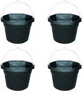 Farm Innovators Rubber 3 Gallon Flat Back Heated Bucket with Metal Handle, Built in Thermostat, and Concealed Heating Element, 70 Watt (4 Pack)