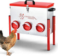Chicken Feeder, 6 Feeding Ports, 35lbs Capacity Metal Feed Box with Handle and Feeding Lid, Automatic Chicken Feeders No Waste