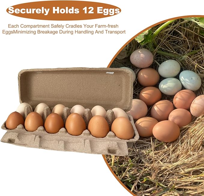 Reusable Pulp Egg Carton,12-Count Storage Container, Farm Fresh Egg Holder for Countertop, Chicken Egg (20, brown, 2 * 6)