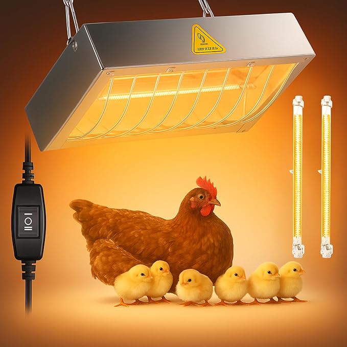 Chicken Coop Heater for Winter, Heat Lamp for Chickens 400W, Chicken Heater for Coop with 2 Heating Settings, for Poultry, Dogs, Pets, Birds, Animals