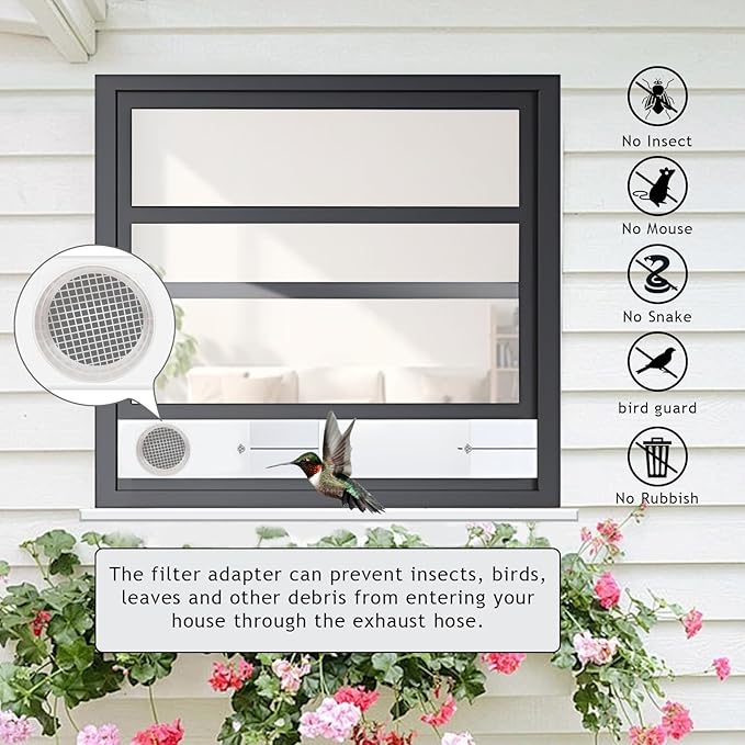 Window Vent Kit, Portable Air Conditioner Window Kit, Universal for 4”/6” Ducting & 5.1"/5.9" Hose for Sliding Window, Upgraded AC Window Seal Kit for HVAC, Inline/Duct Fans, Grow Tent, Dryer
